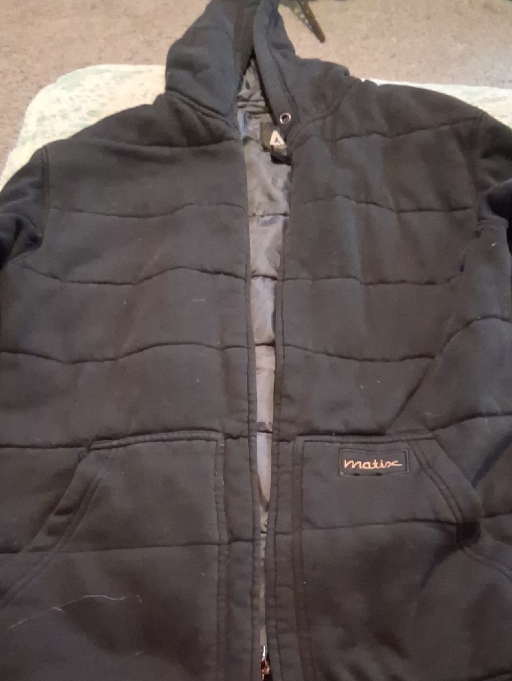 Matix Black Quilted Hooded Puffer Jacket